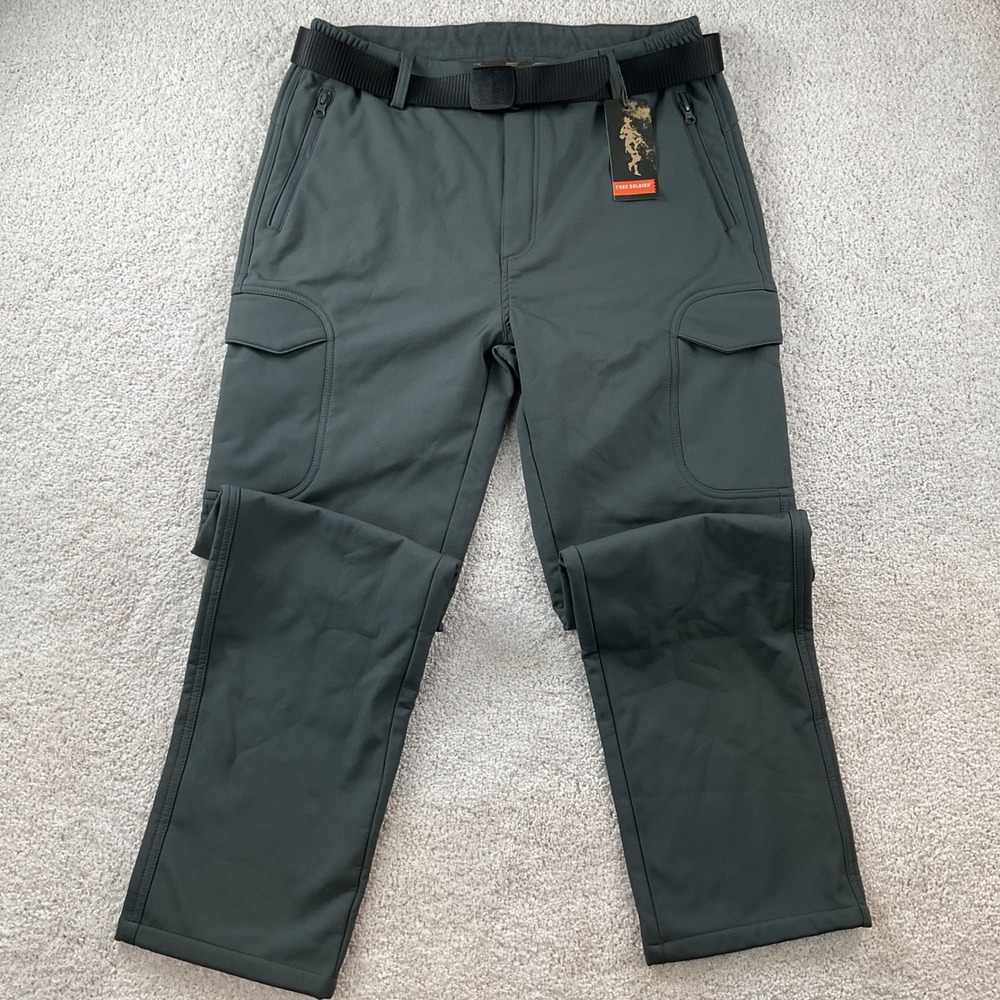 Free Soldier Mens Gray Softshell Fleece Lined Cargo Pants 34x34 NWT